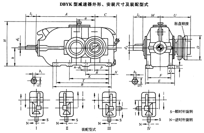 DBYK型減速器外形、安裝尺寸及裝配型式JB/T9002-1999